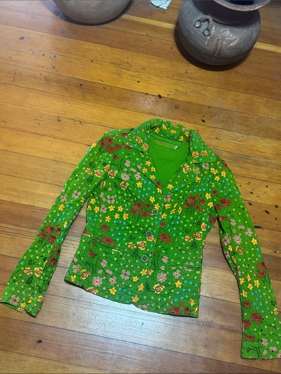 Johnny Was Jackets & Blazers - Johnny Was Green Floral Button-Front Blazer